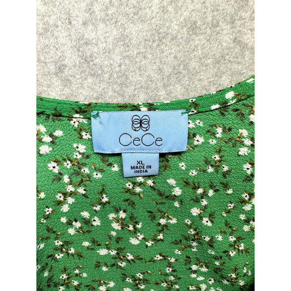 CeCe Womens Blouse Tank Top Size XL Green Floral Tie Shoulder Sleeveless NWT - Picture 11 of 11